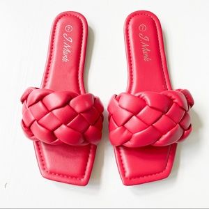 J.Mark Red Braided Slide Sandal Passion-99
